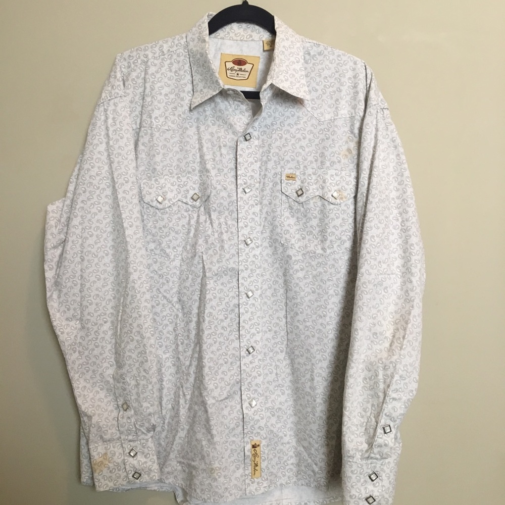 White Paisley Pearl Snap Shirt